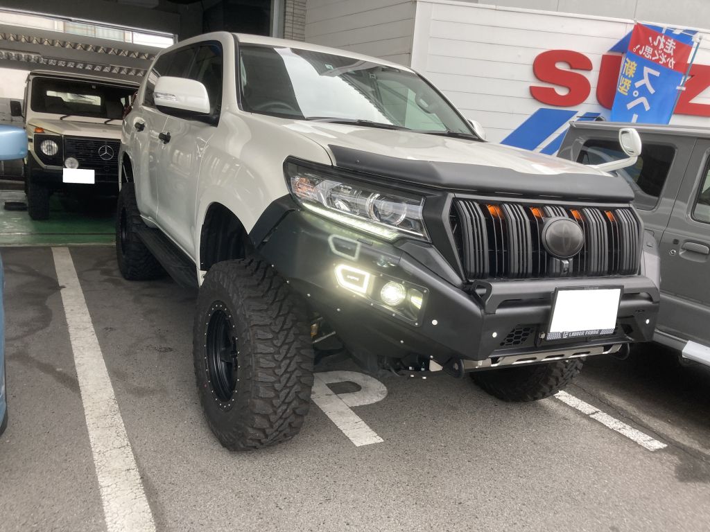 プラド150後期　AFNフロントアイアンバンパー取り付け＆フロント3.5インチアップ　広島市の画像
